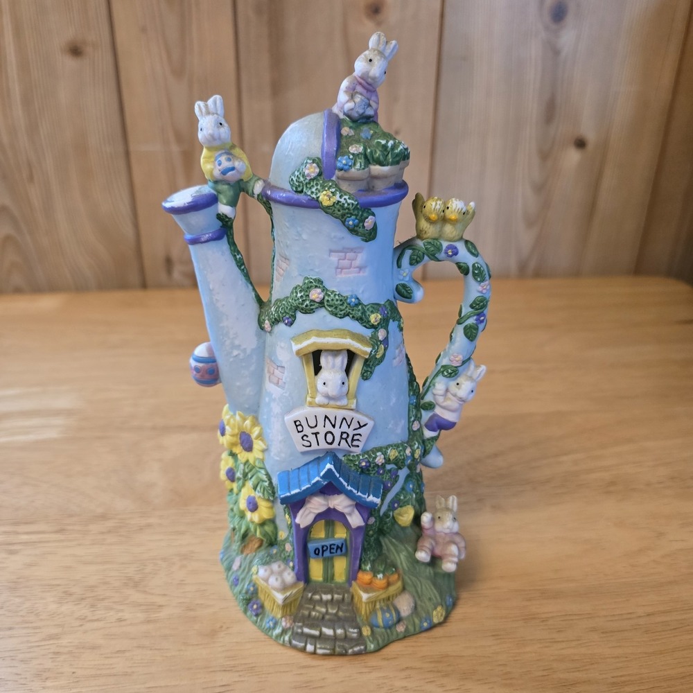 Bunny Store‎ Teapot Rabbit Easter Whimsical Cottage Decor 8.5"